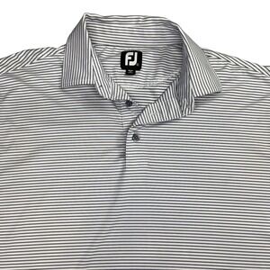 FootJoy Mens ProDry Striped Golf Polo Shirt Navy Blue White Size Large L